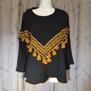 Muan Black Orange Tassel Sweater L